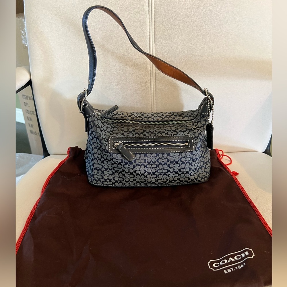 Small Vintage logo Blue Coach Bag